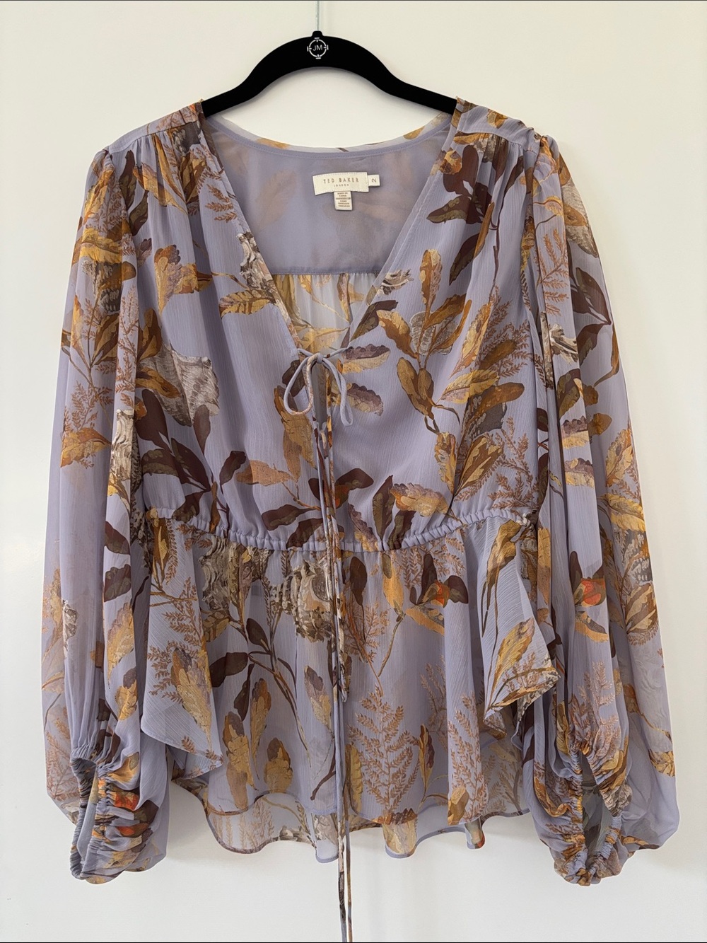 Ted Baker Lavender Botanical Tie-Front Blouse